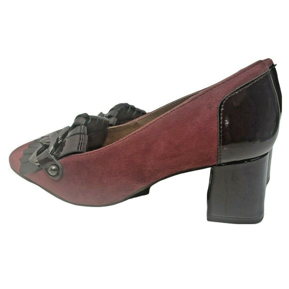 Womens GIKO Spain Suede/Patent Leather Block Heel 1930s inspired High Quality - Picture 5 of 8